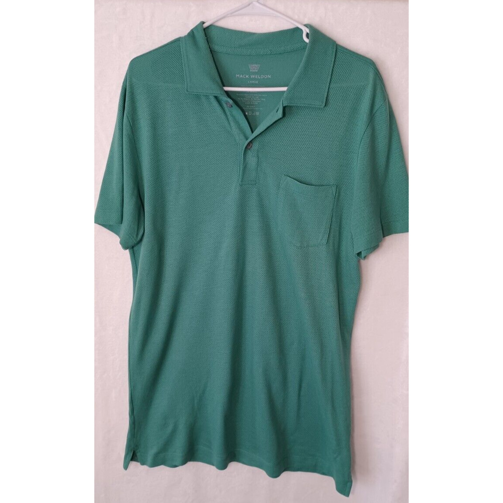 Mack Weldon Micro Mesh Green Pocket Polo Short Sleeve Men’s Size L Large